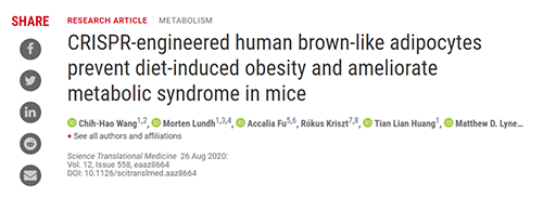 Science|聚焦CRISPR：刷新脂肪细胞，“躺瘦”可能要成真了？